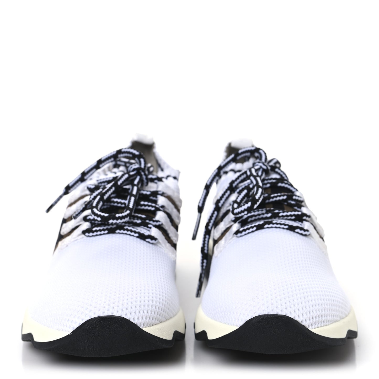 Stretch Knit Jacquard FF Lace-Up Sock Sneakers 39 Tobacco White Black