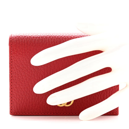 Gucci Pebbled Calfskin GG Marmont Card Case Hibiscus Red 2 of 15
