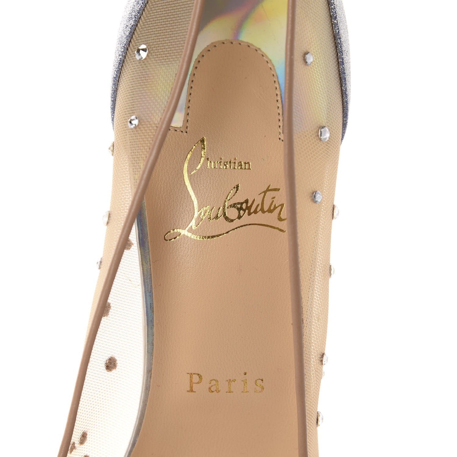 Christian Louboutin Rete Glitter Mini Specchio Strass Follies 100 Pumps 39.5 Version Jeans 7 of 9
