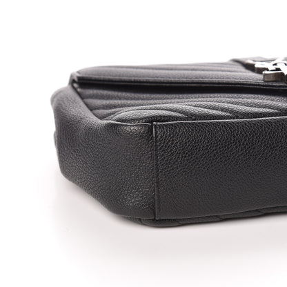 Saint Laurent Grained Calfskin Matelasse Chevron Medium Monogram Chain Bag Black 8 of 10