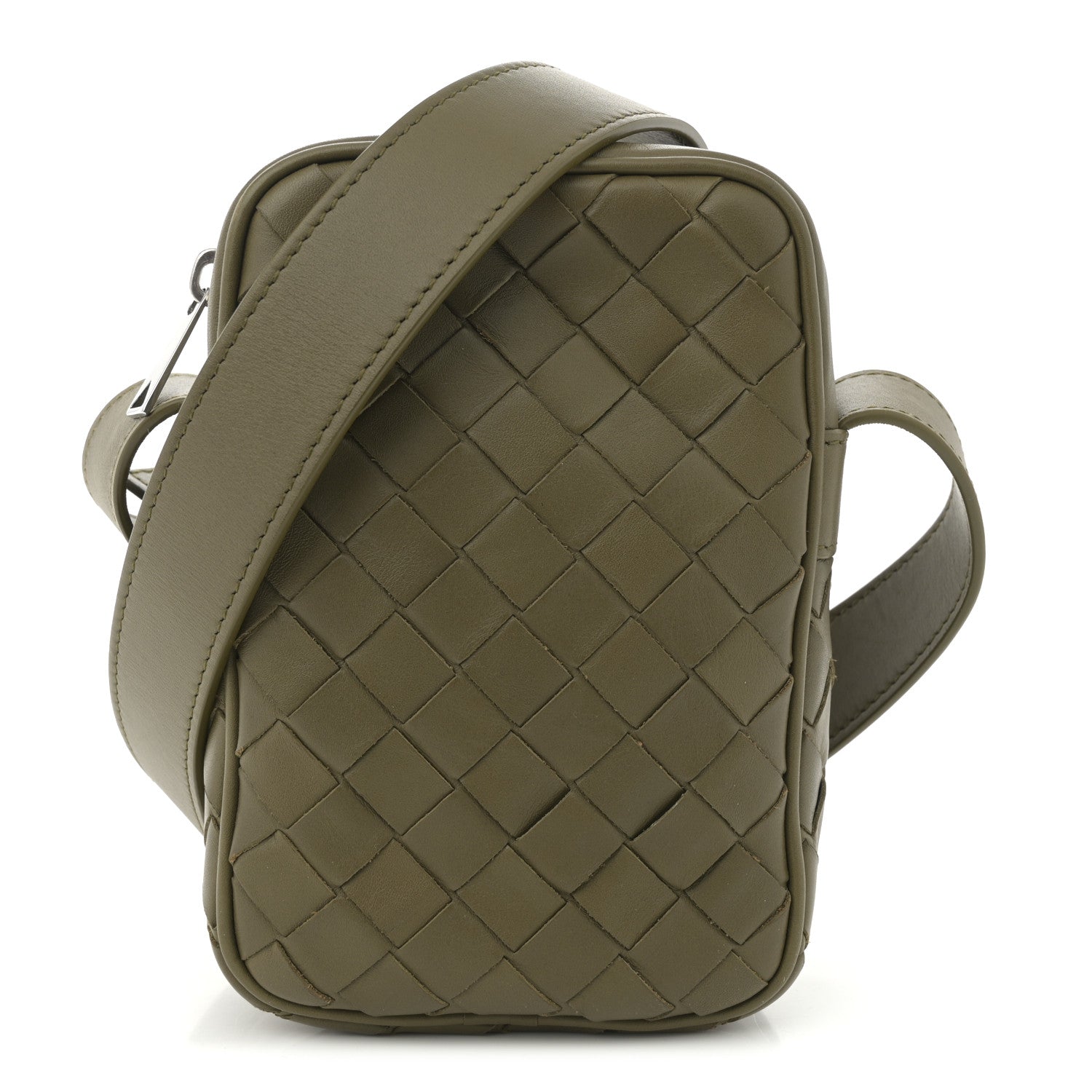 Bottega Veneta Calfskin Intrecciato Mini Cassette Phone Holder Crossbody Khaki 1 of 10