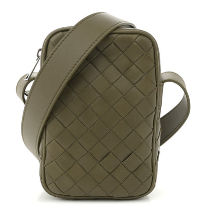 Bottega Veneta Calfskin Intrecciato Mini Cassette Phone Holder Crossbody Khaki 1 of 10