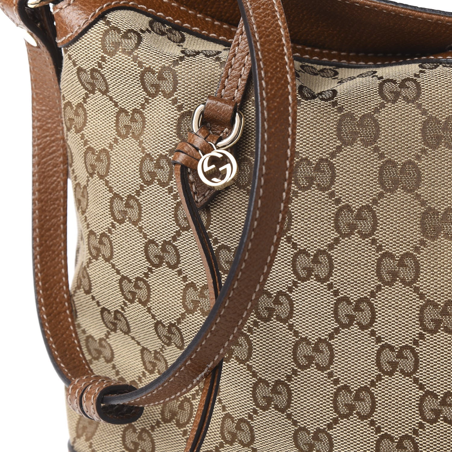 Gucci Monogram Textured Calfskin Medium Bree Foldover Tote Beige Ebony Nocciola 10 of 10