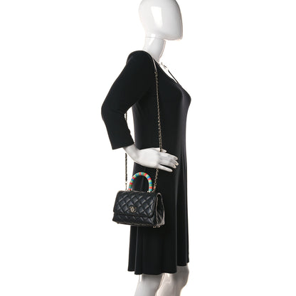 Chanel Goatskin Quilted Rainbow Extra Mini Coco Handle Flap Black 2 of 11
