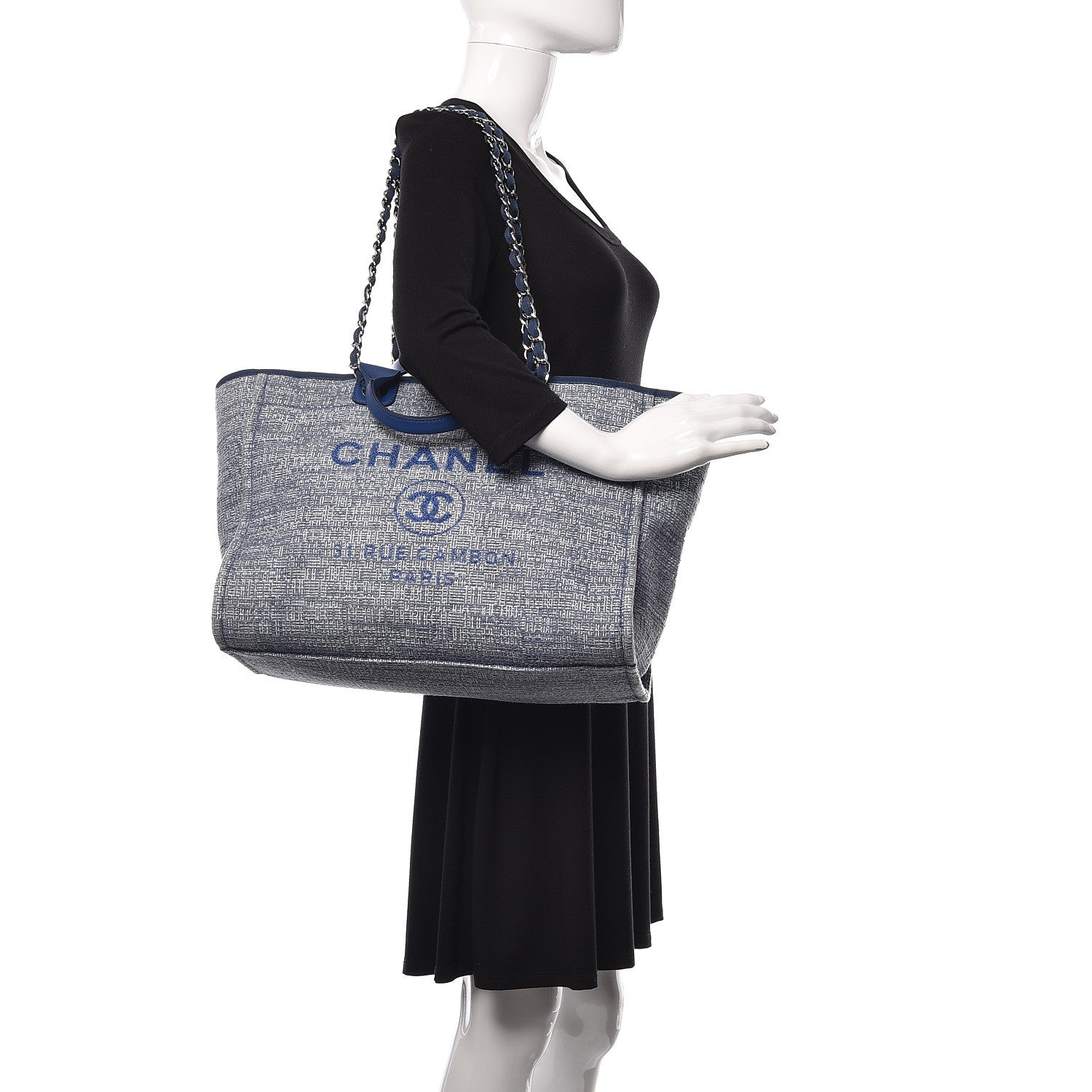 Chanel Canvas Large Deauville Tote Blue 3 of 11