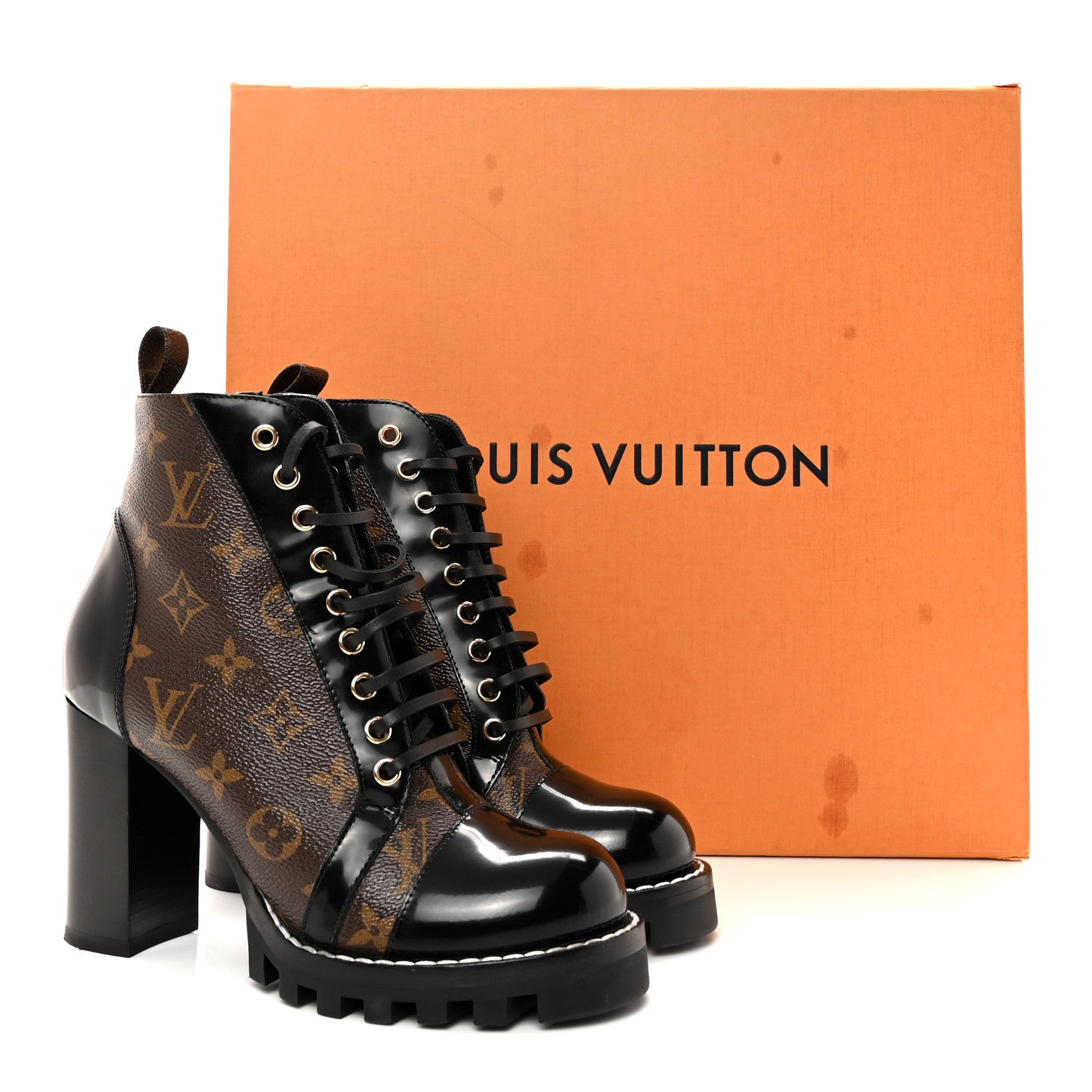 Louis Vuitton Patent Calfskin Monogram Star Trail Ankle Boots 38 Black 11 of 11