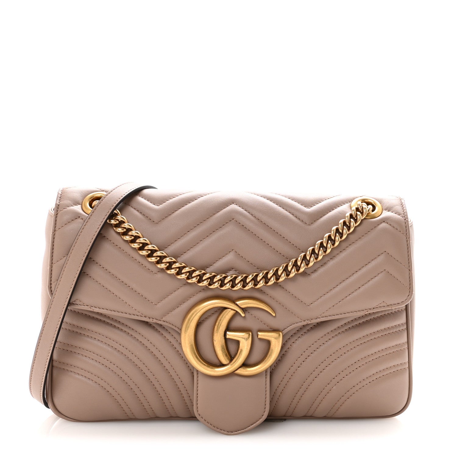 Gucci Calfskin Matelasse Medium GG Marmont Shoulder Bag Porcelain Rose 1 of 10