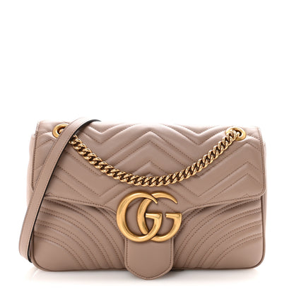 Gucci Calfskin Matelasse Medium GG Marmont Shoulder Bag Porcelain Rose 1 of 10