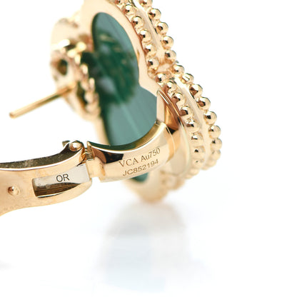 Van Cleef & Arpels 18K Yellow Gold Malachite Magic Alhambra Earrings 3 of 5