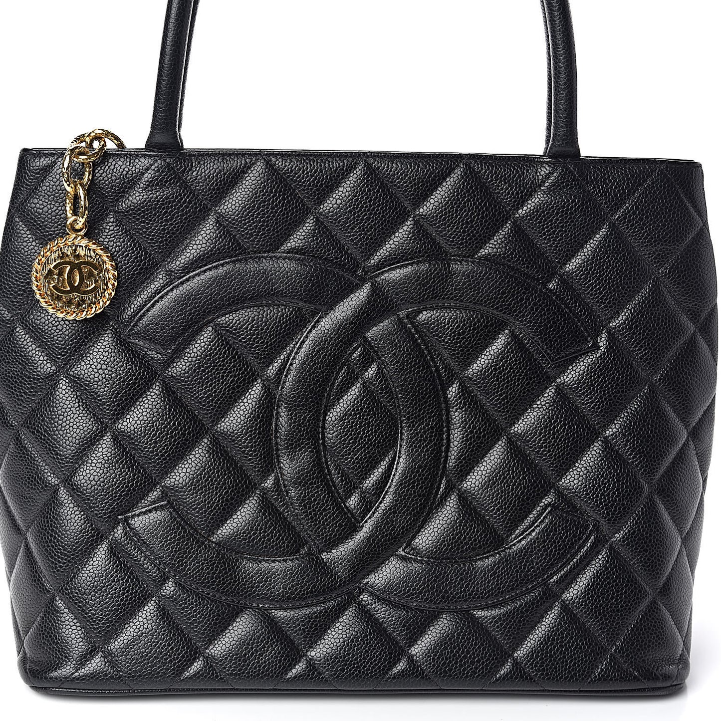 Caviar Quilted Medallion Tote Black
