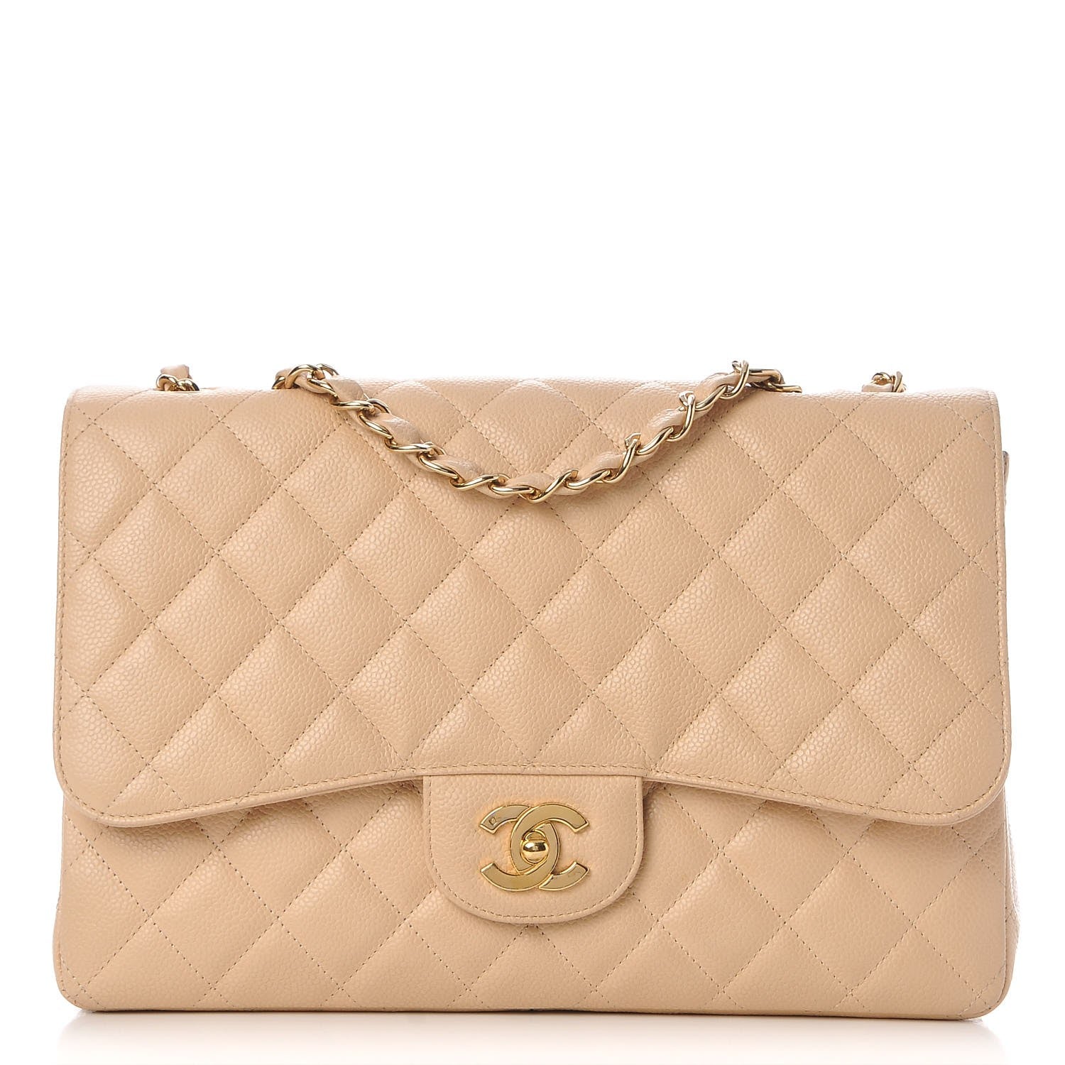 Chanel Caviar Quilted Jumbo Single Flap Beige Clair 1 of 8