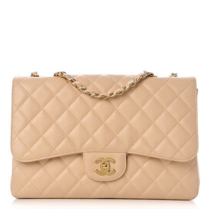 Chanel Caviar Quilted Jumbo Single Flap Beige Clair 1 of 8
