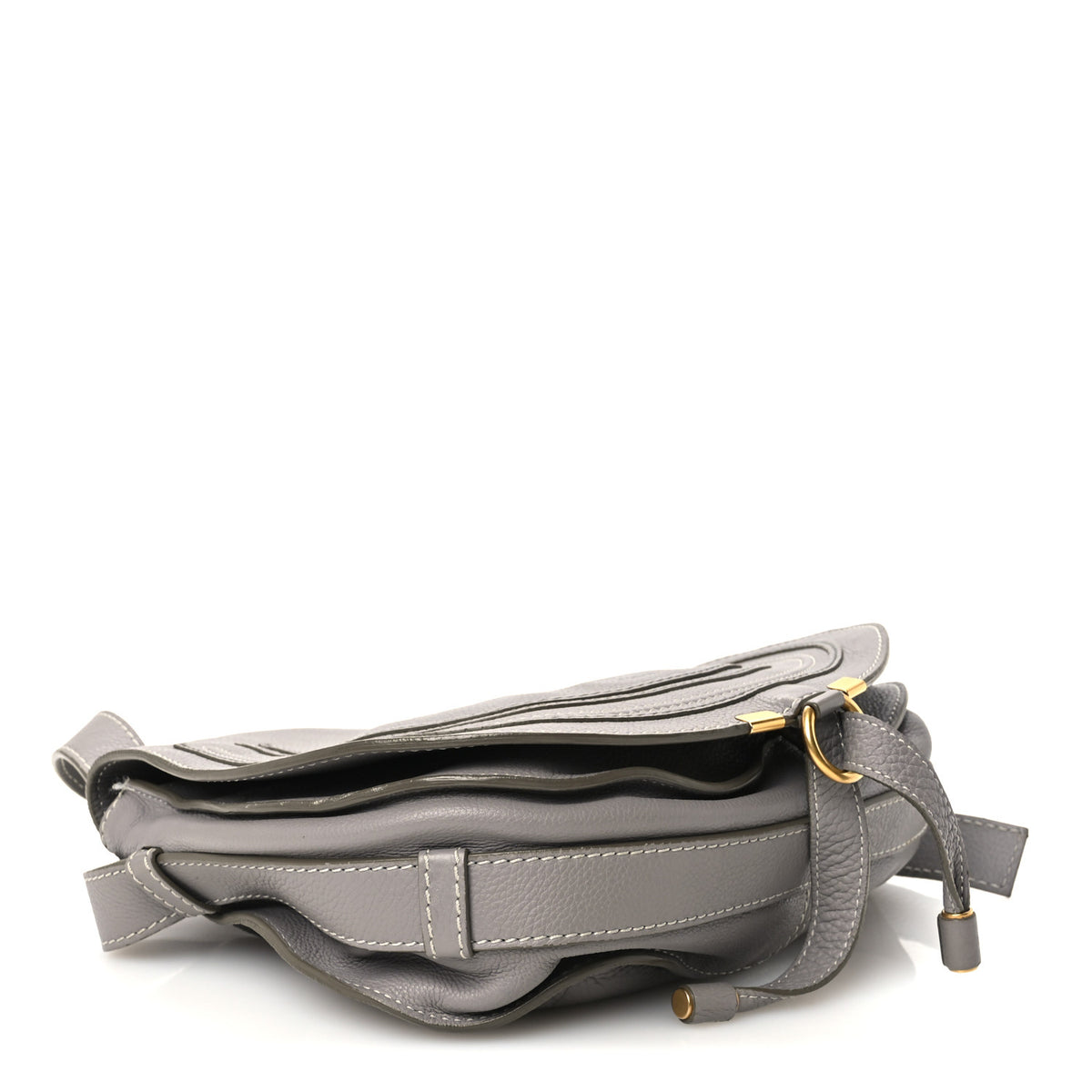 Grained Calfskin Medium Marcie Saddle Bag Cashmere Grey