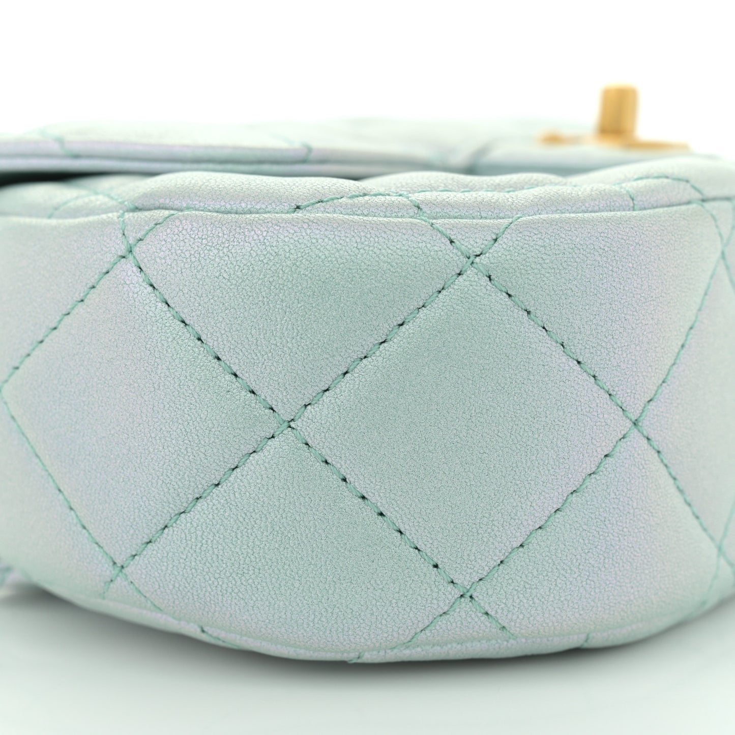Iridescent Lambskin Quilted Baywatch Top Handle Flap Light Blue