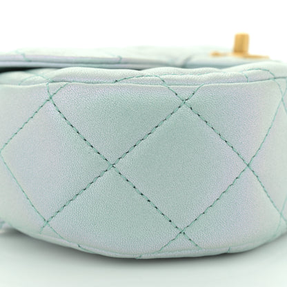 Chanel Iridescent Lambskin Quilted Baywatch Top Handle Flap Light Blue 9 of 12