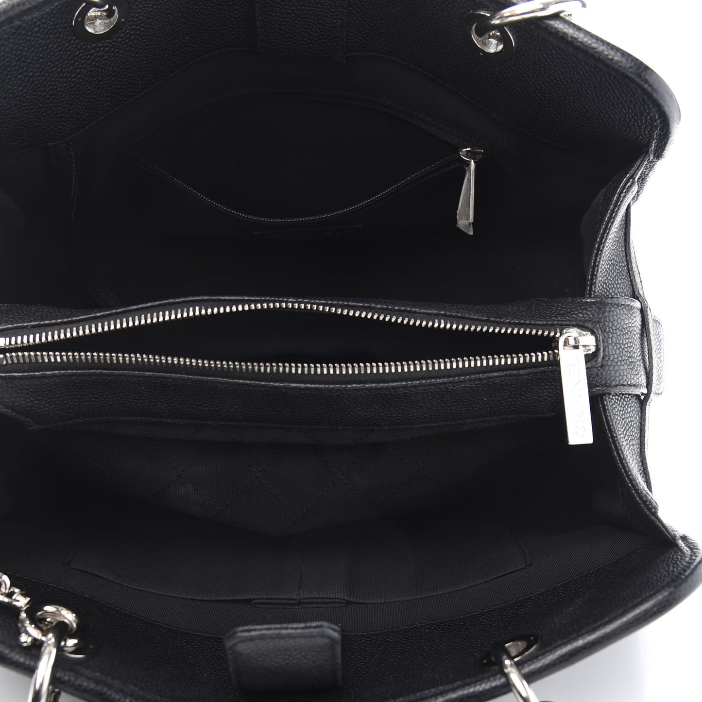 Caviar Stitched Shopping Tote Black