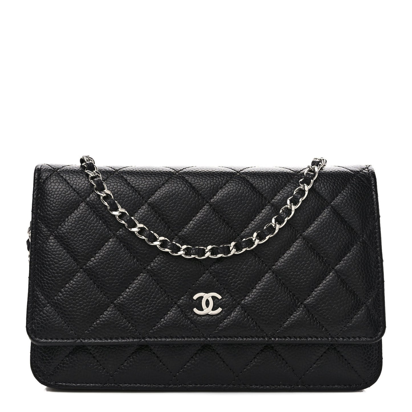 Caviar Quilted Wallet on Chain WOC Black