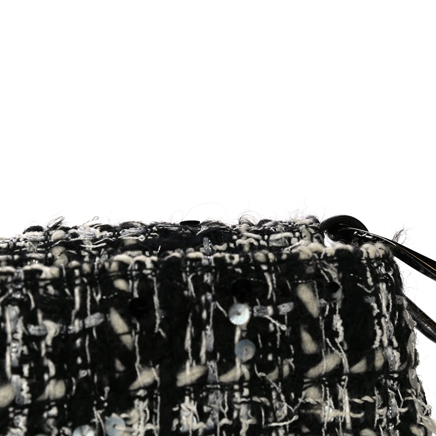 Chanel Sequin Tweed Single Flap Ecru Black 21 of 32