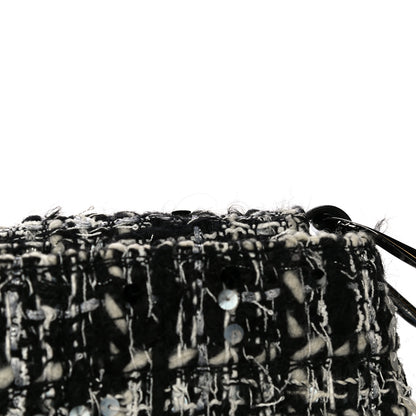 Chanel Sequin Tweed Single Flap Ecru Black 21 of 32