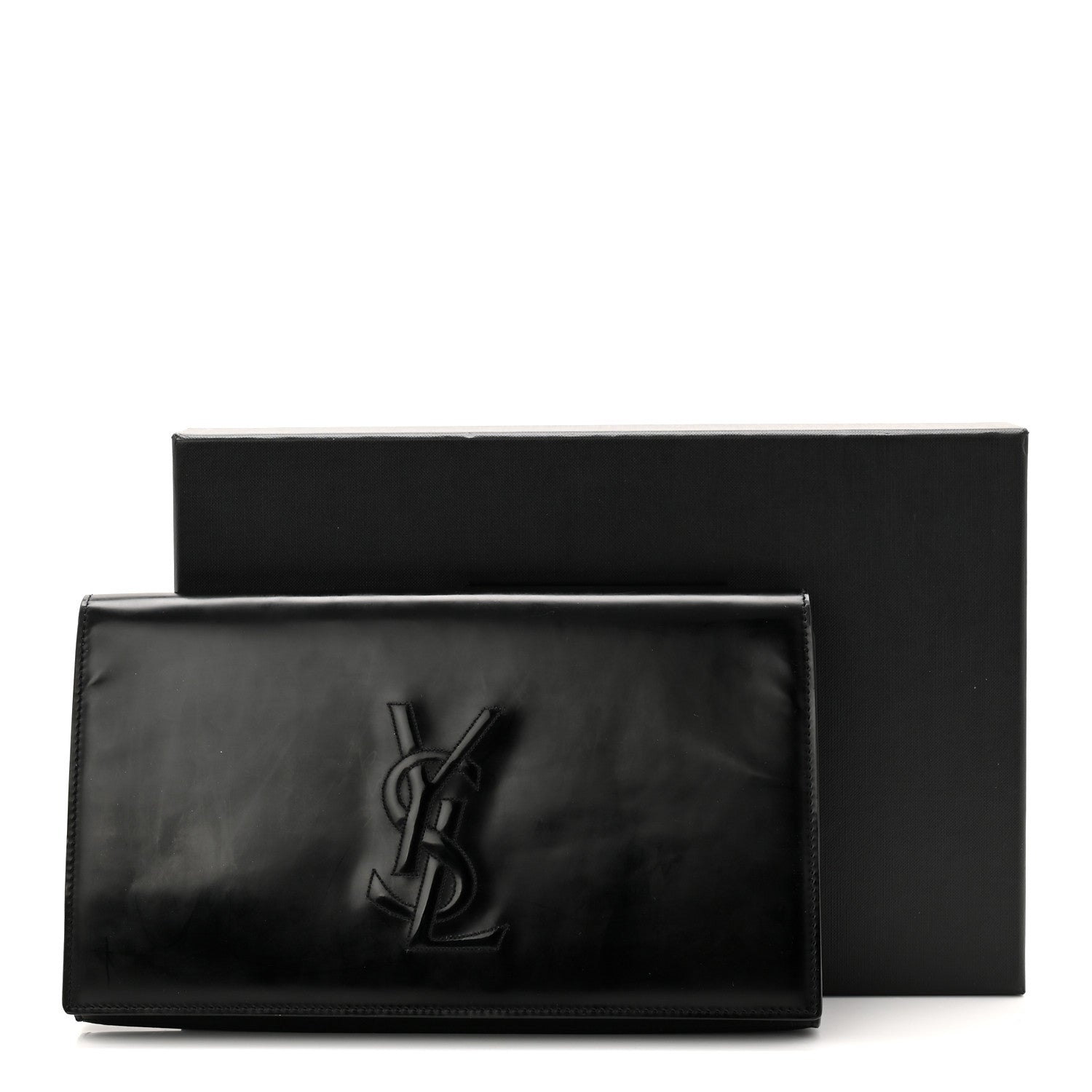 Saint Laurent Patent Calfskin Monogram Large Belle De Jour Clutch Black 7 of 7