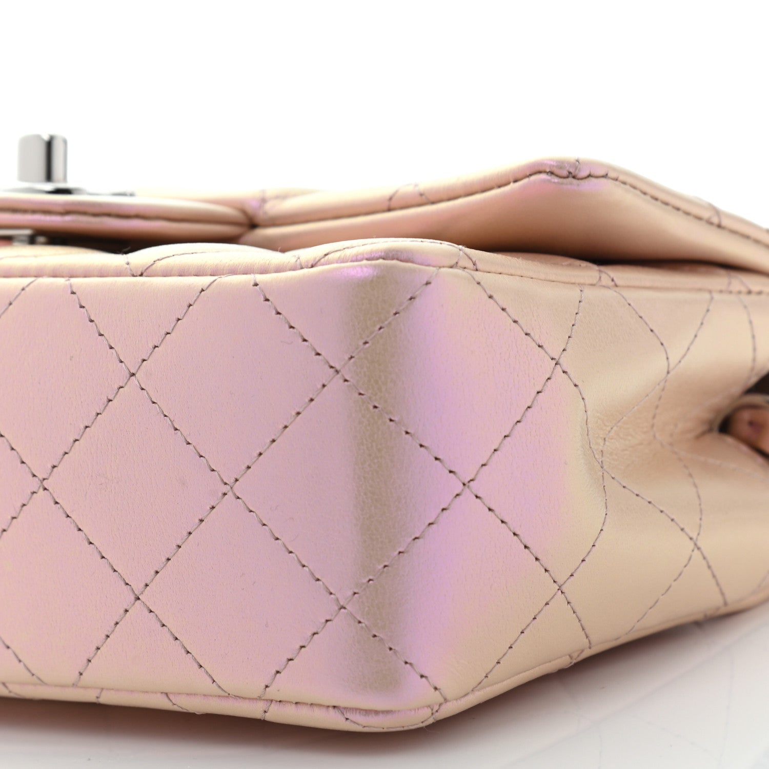 Chanel Iridescent Calfskin Quilted Mini Rectangular Flap Pink 6 of 10
