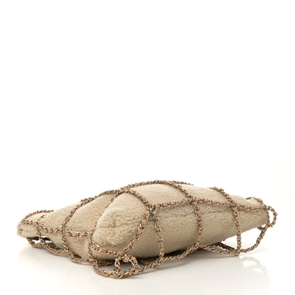 Chanel Shearling Small Shopping Chain Bag Beige 4 of 12