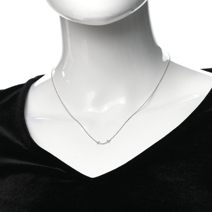 Tiffany 18K White Gold Diamond Mini T Smile Pendant Necklace 2 of 6