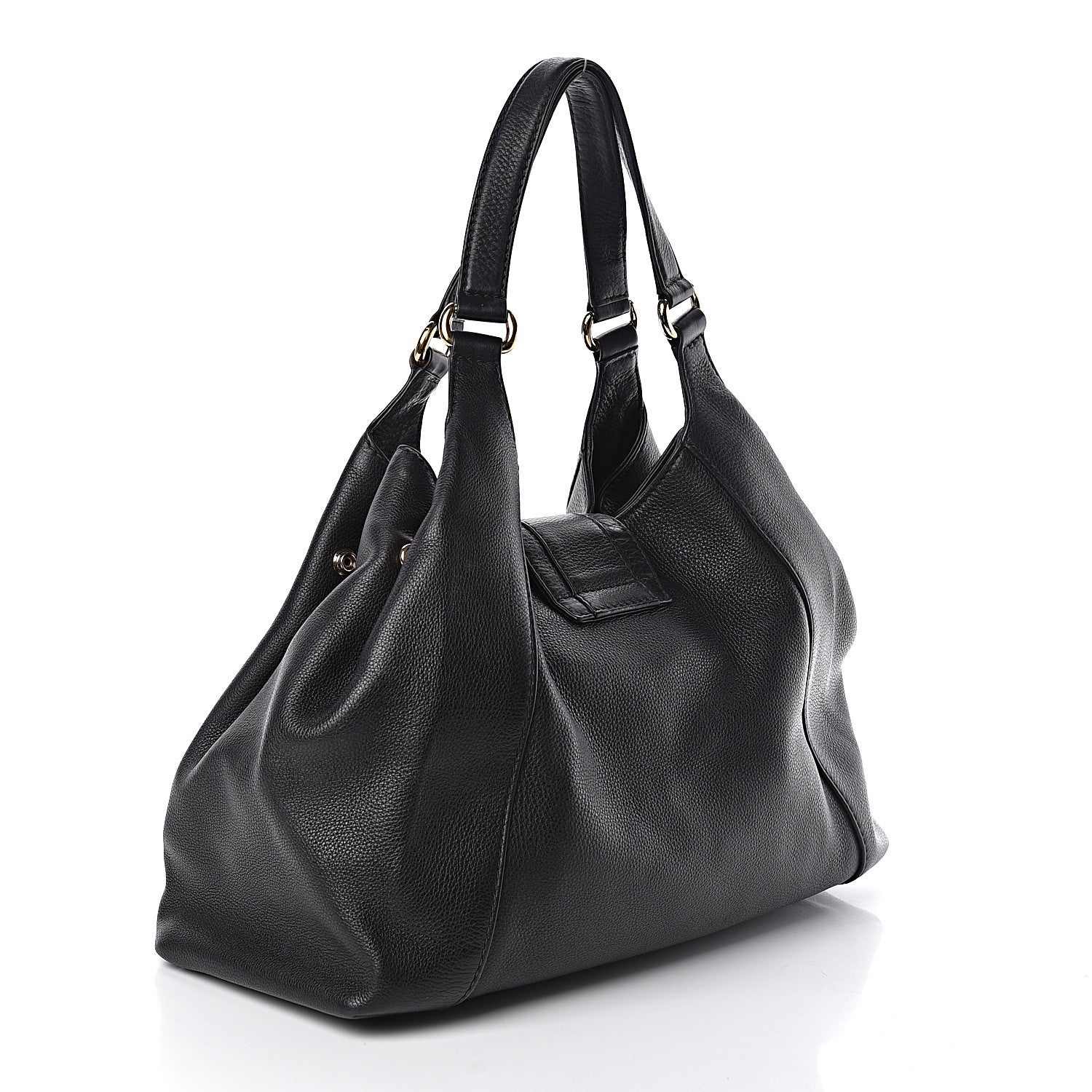 Gucci Pebbled Calfskin Medium Greenwich Shoulder Bag Black 3 of 10