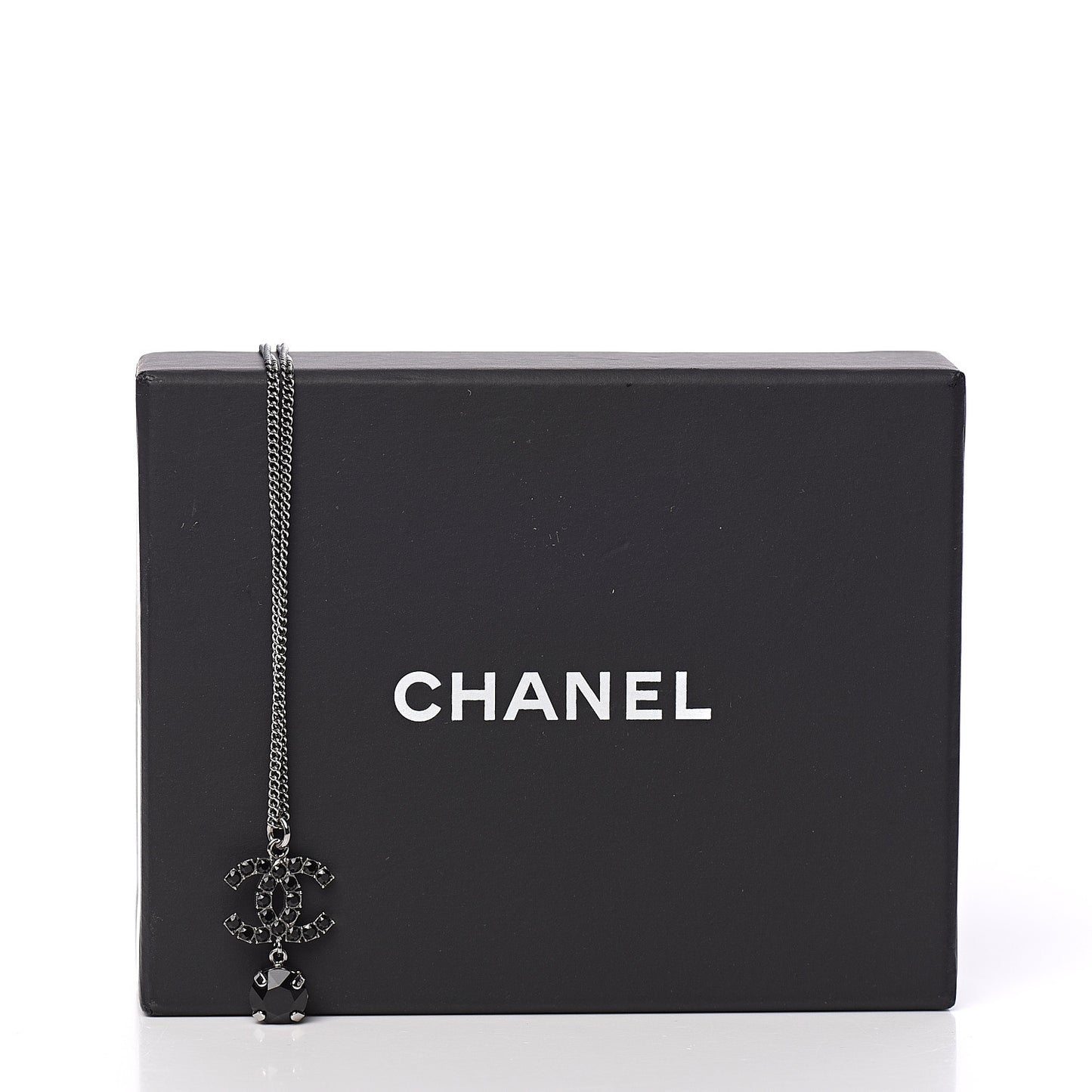 Ruthenium Crystal CC Drop Necklace Black
