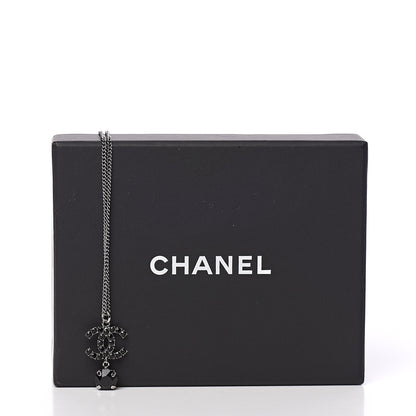 Chanel Ruthenium Crystal CC Drop Necklace Black 4 of 4