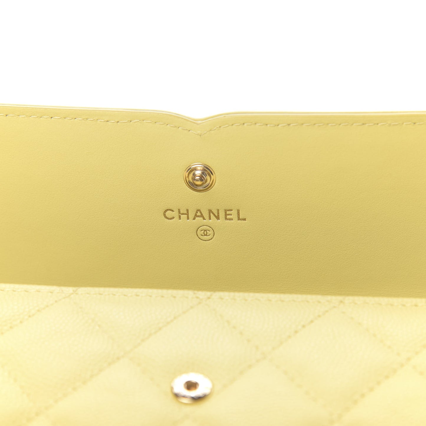 Caviar Quilted Large Filigree Gusset Flap Wallet Yellow