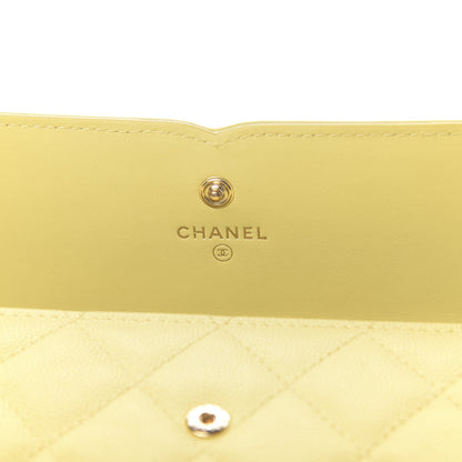 Chanel Caviar Quilted Large Filigree Gusset Flap Wallet Yellow 6 of 9