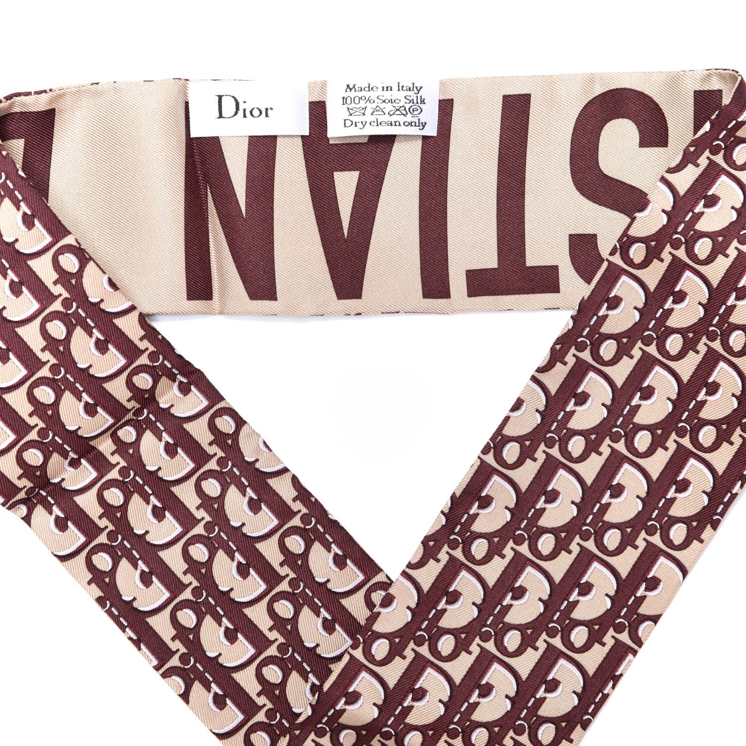 Christian Dior Silk Oblique Mitzah Scarf Bordeaux 2 of 3