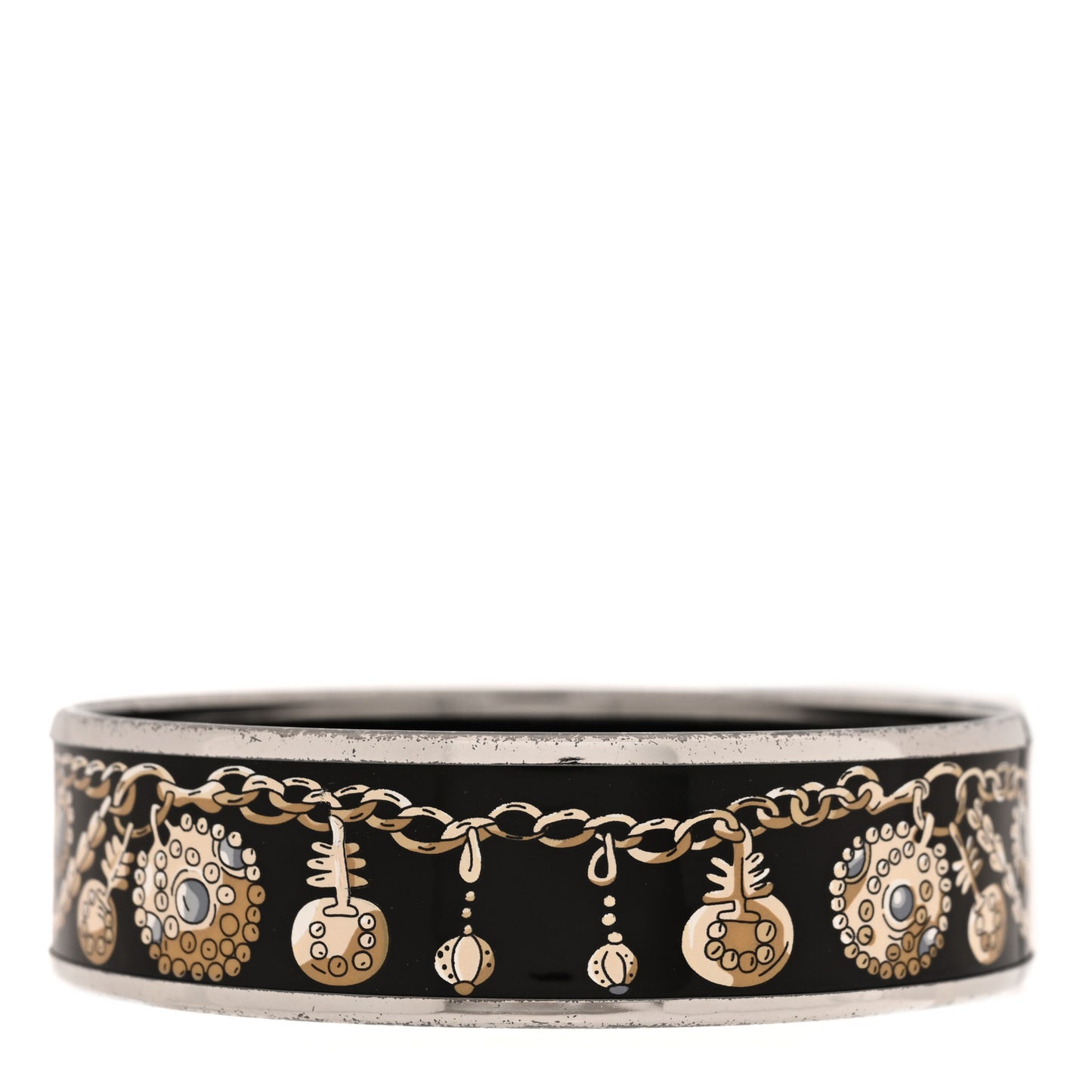 Enamel Printed Wide Bracelet Black