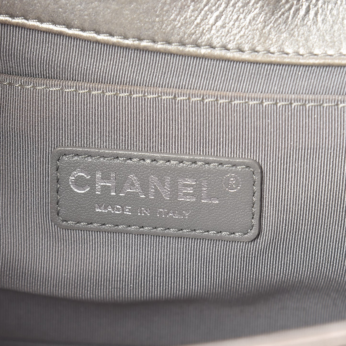 Metallic Lambskin Quilted Medium Boy Flap Silver