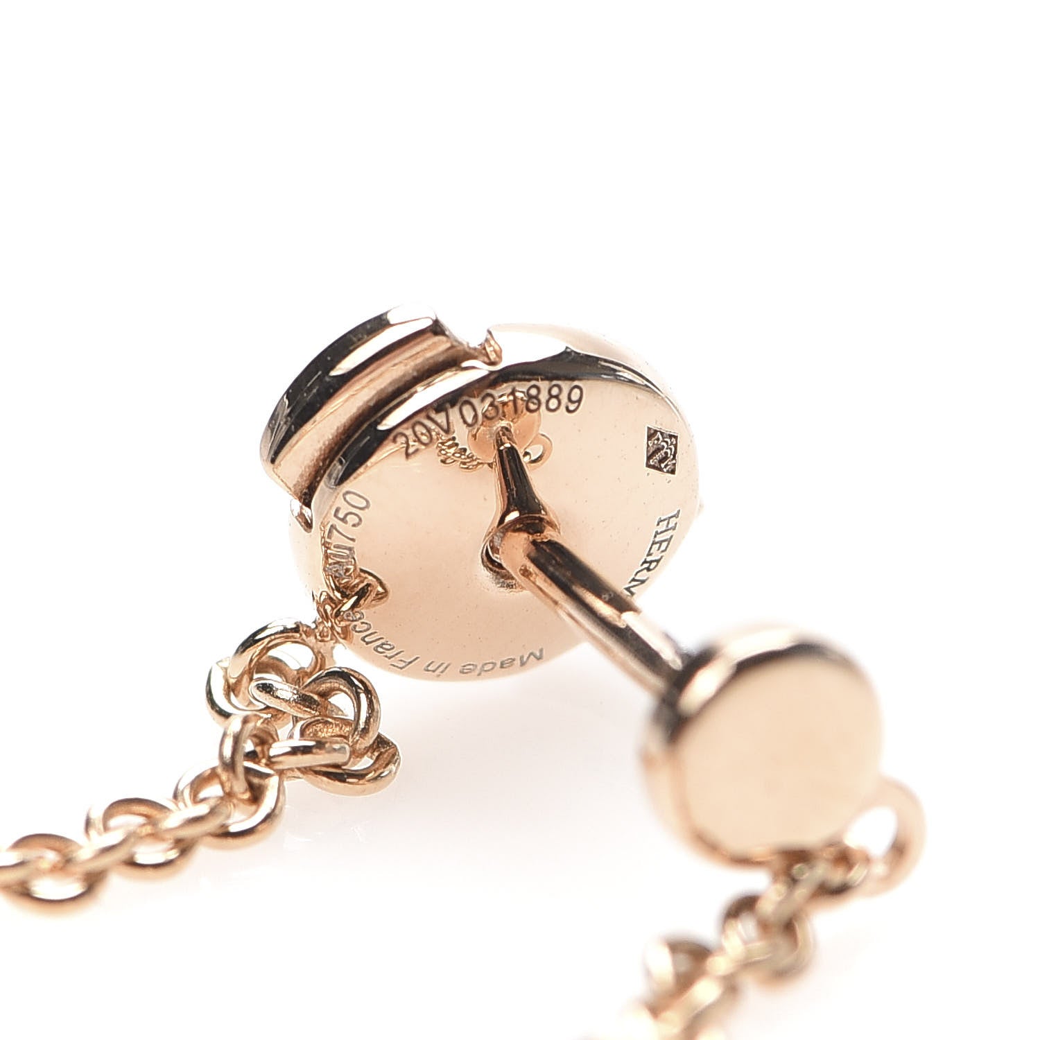 Hermes 18K Rose Gold TPM Chaine D'Ancre Punk Earrings 3 of 5