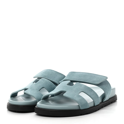 Hermes Suede Goatskin Womens Chypre Sandals 36 Vert d'Eau 3 of 8