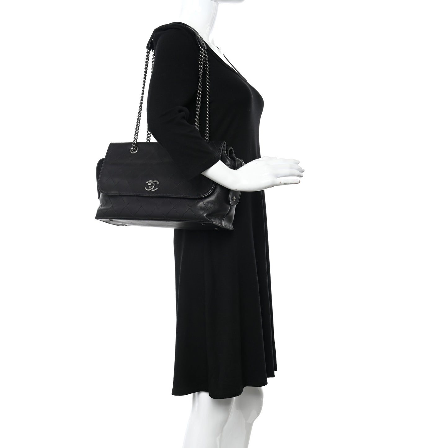 Calfskin Stitched Paris In Rome Shoulder Bag Black
