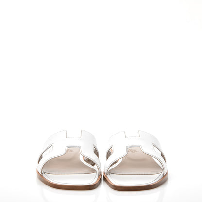 Hermes Box Calfskin Oran Sandals 38 White 2 of 9
