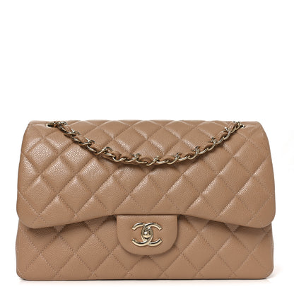 Chanel Caviar Quilted Jumbo Double Flap Beige 1 of 14
