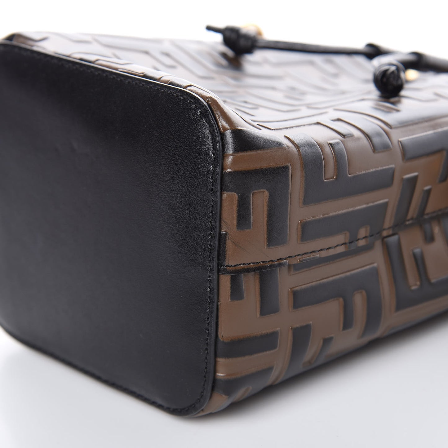 Vitello Liberty F is Fendi Bi-Color FF 1974 Embossed Mini Mon Tresor Bucket Bag Maya Black