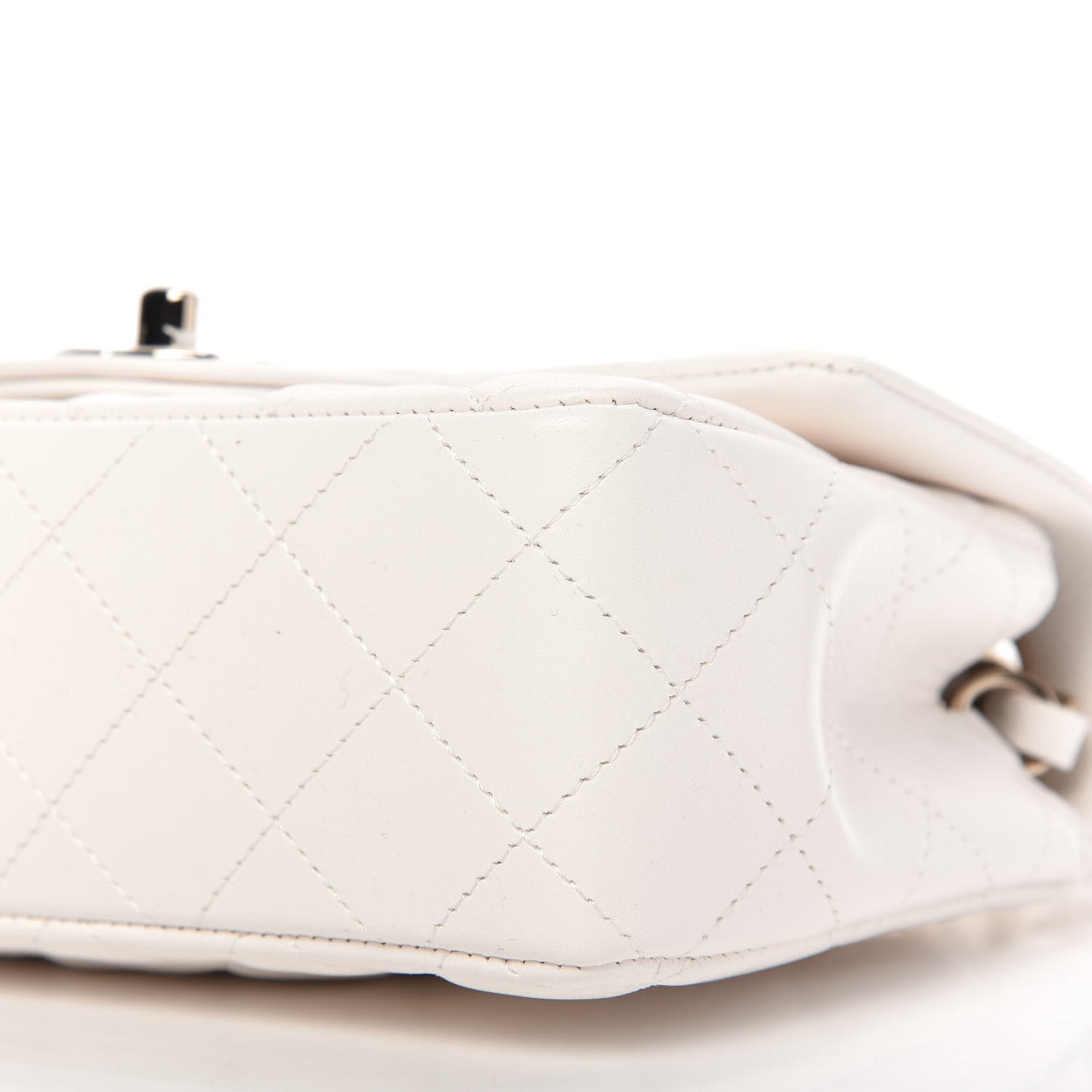 Lambskin Quilted Mini Rectangular Flap White