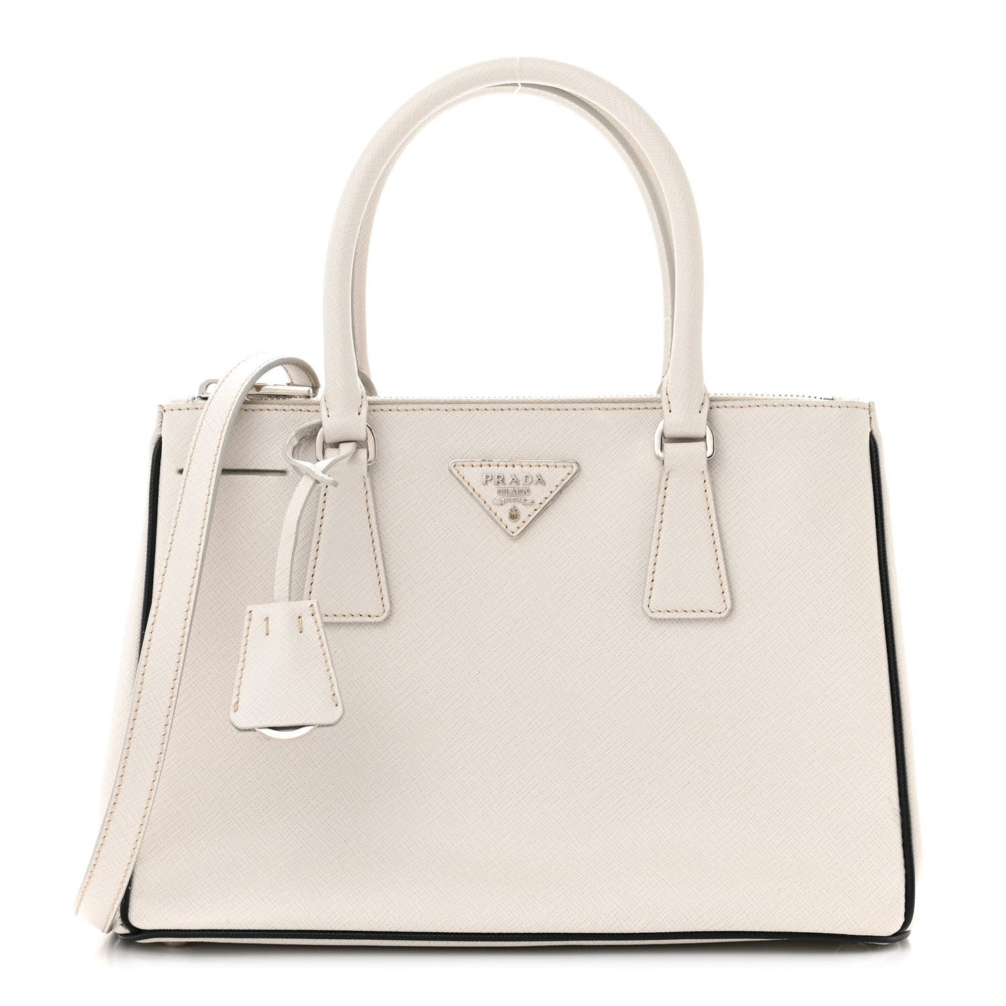 Saffiano Lux Small Galleria Double Zip Tote White