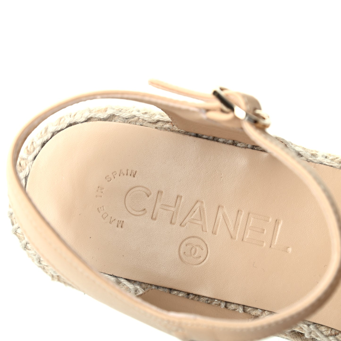 Lambskin Cap Toe CC Espadrille Sandals 37 Beige Black