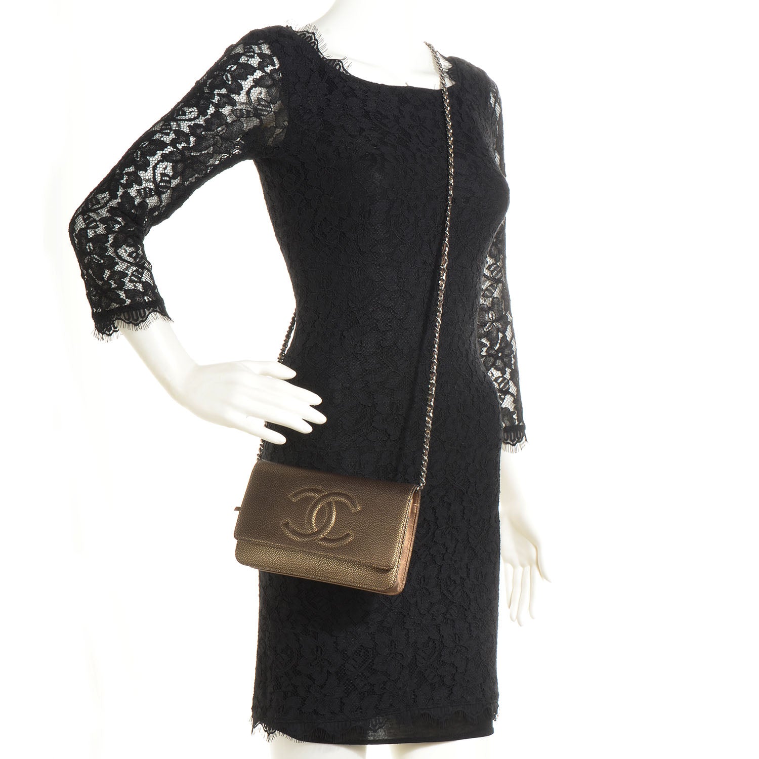 Chanel Caviar Wallet on Chain WOC Khaki 2 of 8