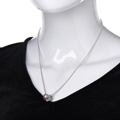 Tiffany Sterling Silver Pink Pearl 9-9.5mm Elsa Peretti Open Heart Lariat Necklace 2 of 8