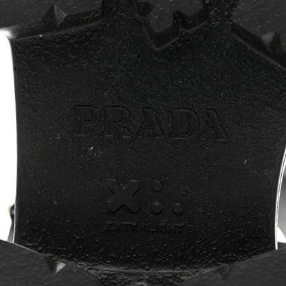 Prada Foam Rubber Metal Triangle Logo Monolith 55mm Soft Cage Sandals 37 Black 9 of 10