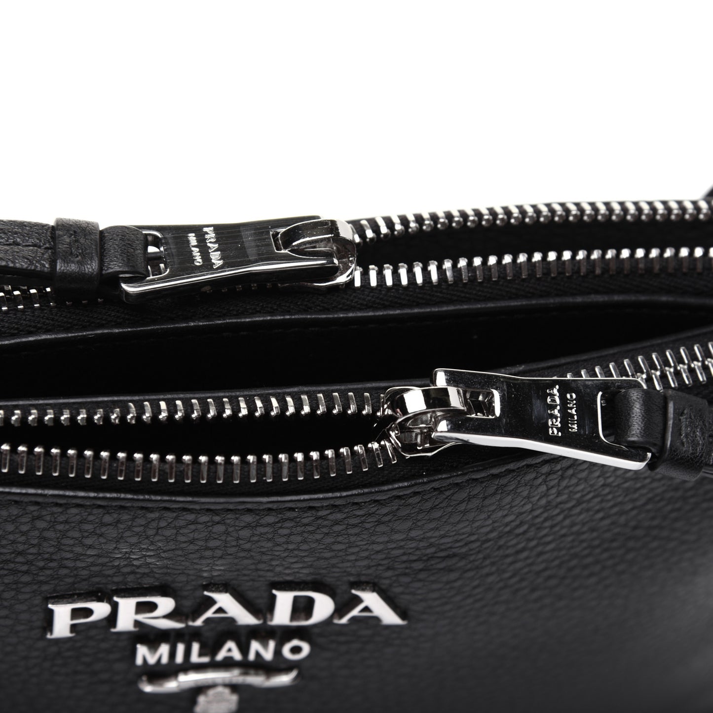 Vitello Phenix Double Zip Crossbody Bag Black