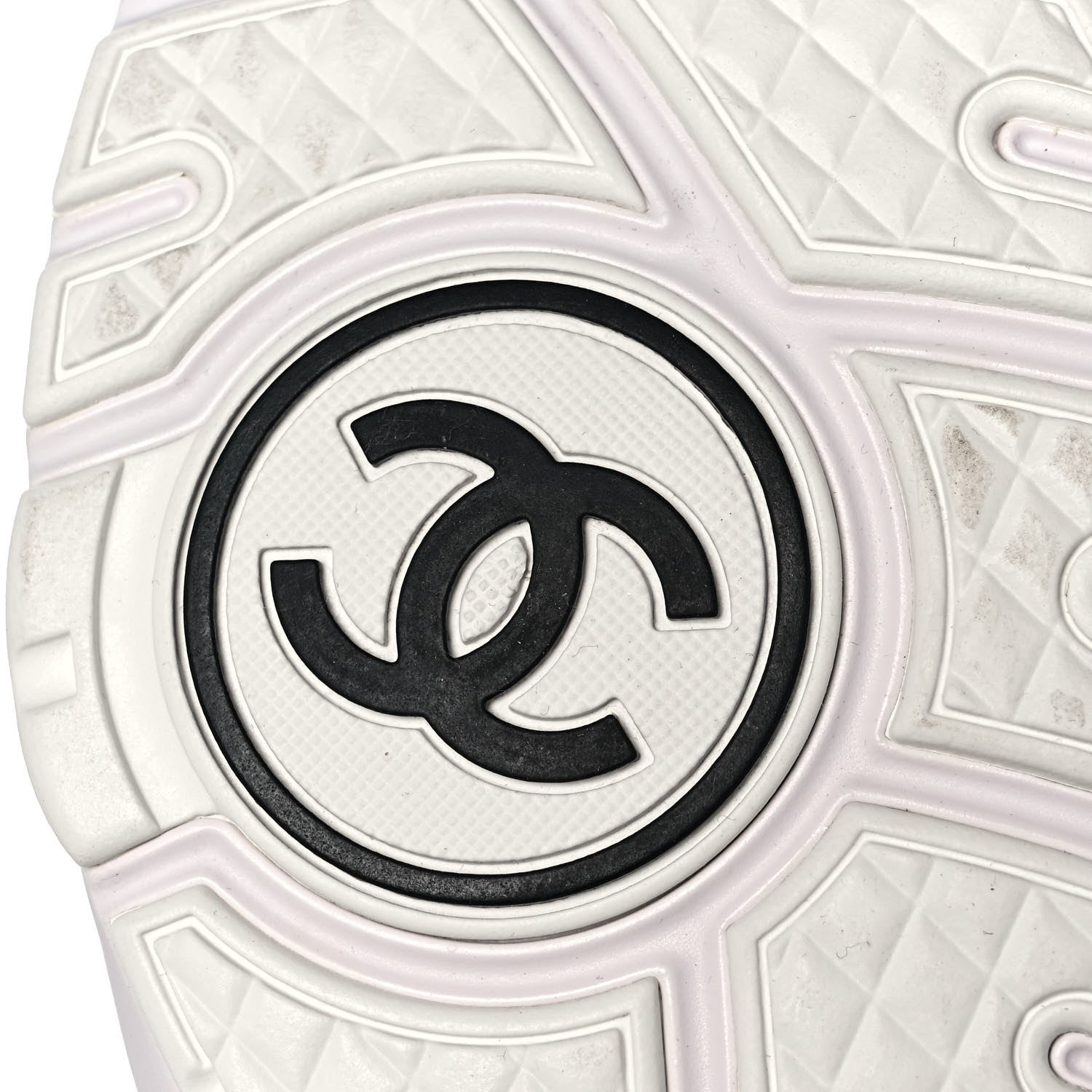 Chanel Suede Calfskin Fabric CC Sneakers 38 White 6 of 8
