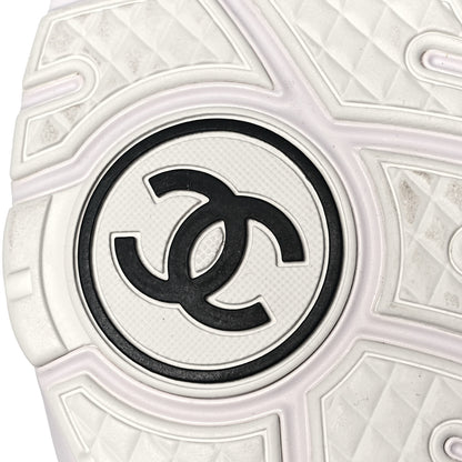 Chanel Suede Calfskin Fabric CC Sneakers 38 White 6 of 8